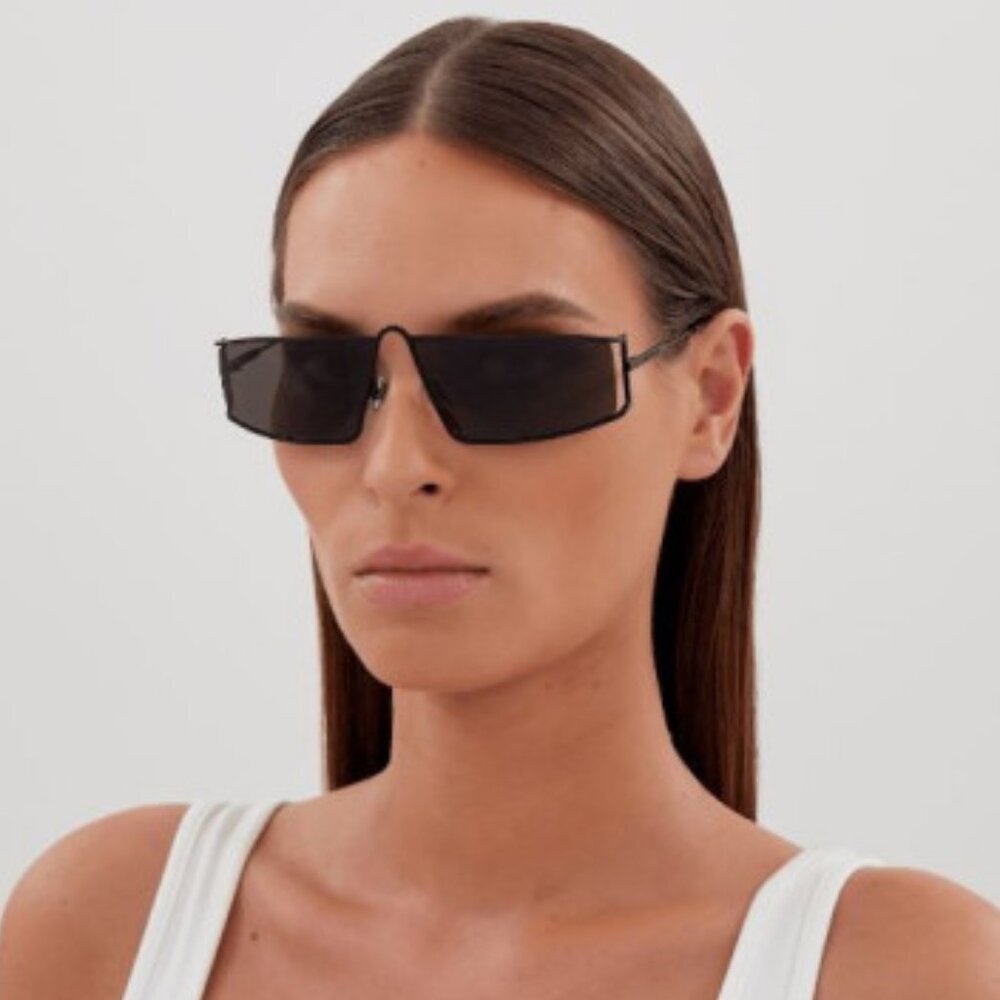 NEW SL606 001 SAINT LAURENT SUNGLASSES UNISEX BLACK SQUARE EYEWEAR - Picture 1 of 4